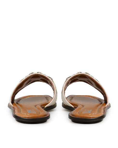 Sandalia Plana Latte Hebilla Brillos 254002